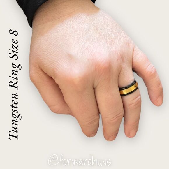King Will Black & Gold Tungsten Carbide Ring - Size 8 - Picture 5 of 8